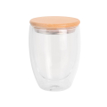 Стакан з подвійними стінками та бамбуковою кришкою Gino, TM Discover под Нанесение логотипа