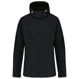 KA414 LADIES` DETACHABLE HOODED SOFTSHELL JACKET, Black под Нанесение логотипа