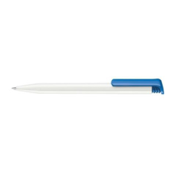 Ручка шариковая Super Hit Basic Polished пластик, корпус белый, клип синий 2935 под Нанесение логотипа
