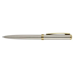 Ручка шариковая Delgado Classic Steel стальной корпус, золотой клип под Нанесение логотипа