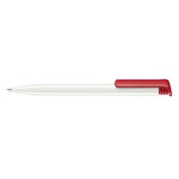 Ручка шариковая Super Hit Basic Polished пластик, корпус белый, клип красный 186 под Нанесение логотипа