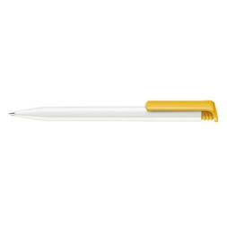 Ручка шариковая Super Hit Polished пластик, корпус белый, клип желтый 7408 под Нанесение логотипа