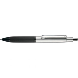 Ручка шариковая Devon корпус металл, клип хром, черная мягкая зона грифа под Нанесение логотипа