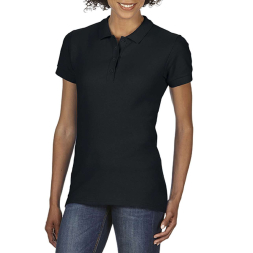 SOFTSTYLE® LADIES` DOUBLE PIQUE POLO, Black под Нанесение логотипа