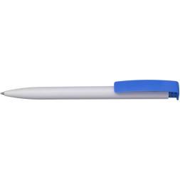 Ручка кулькова ECONOMIX PROMO MIAMI. Корпус біло-синій, пише синім под Нанесение логотипа