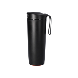 Термокружка пластикова з присоскою Optima PRIME 540 мл, чорна под Нанесение логотипа