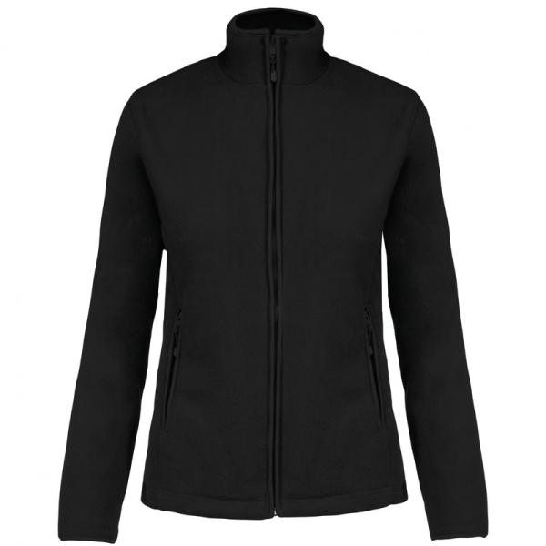 MAUREEN - LADIES` FULL ZIP MICROFLEECE JACKET, Black под Нанесение логотипа