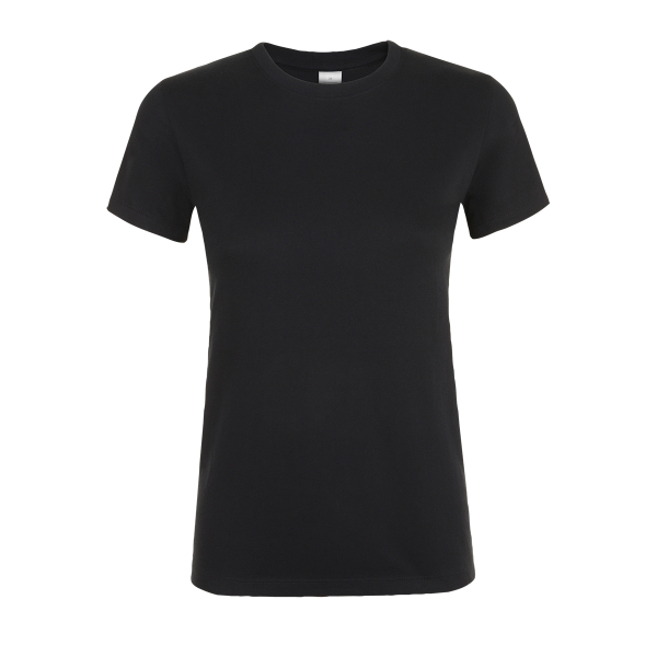 SOL`S REGENT WOMEN - ROUND COLLAR T-SHIRT, Deep Black
 под Нанесение логотипа