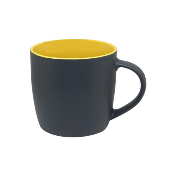 Чашка керамическая 0,36 л Aster глянцевая желтая внутри, матовая снаружи серая под Нанесение логотипа
