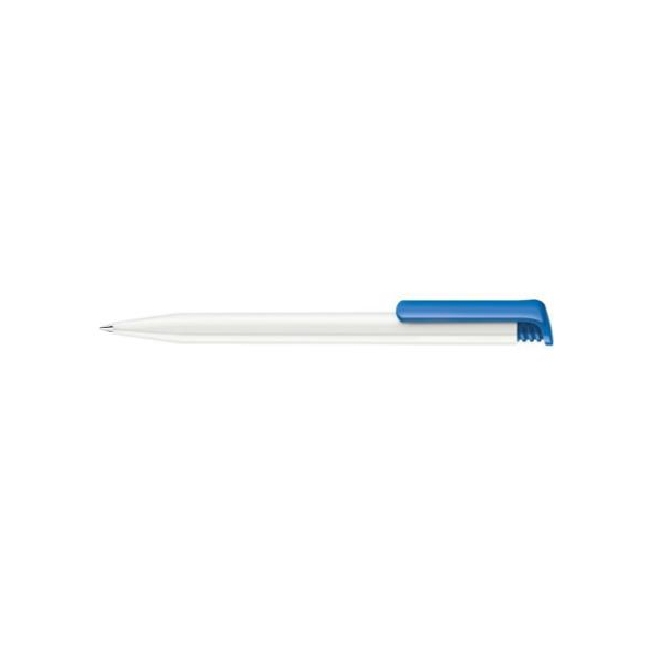 Ручка шариковая Super Hit Basic Polished пластик, корпус белый, клип синий 2935 под Нанесение логотипа