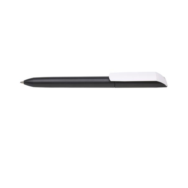 Ручка шариковая Flow Pure matt СВ пластик, корпус черный, клип белый под Нанесение логотипа