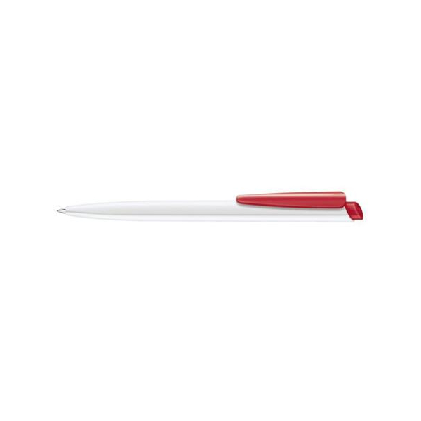 Ручка шариковая Dart Basic Polished пластик, корпус белый, клип красный 186 под Нанесение логотипа
