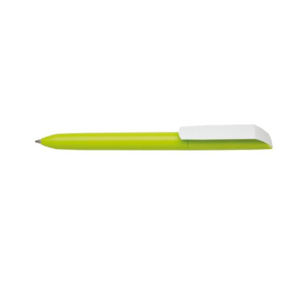Ручка шариковая Flow Pure matt СВ пластик, корпус лайм, клип белый под Нанесение логотипа