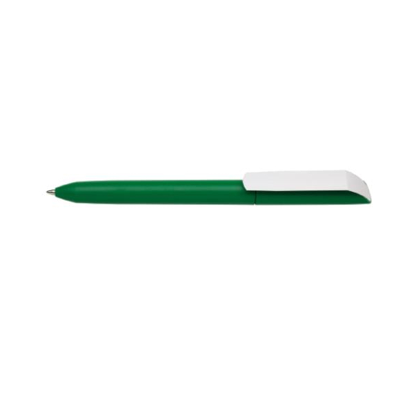 Ручка шариковая Flow Pure matt СВ пластик, корпус зеленый, белый клип под Нанесение логотипа
