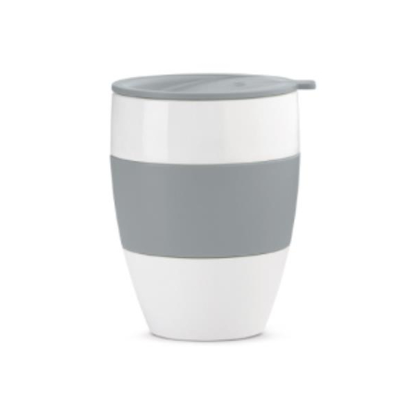 Герметичная чашка AROMA TO GO, 400 мл, белый/серый под Нанесение логотипа