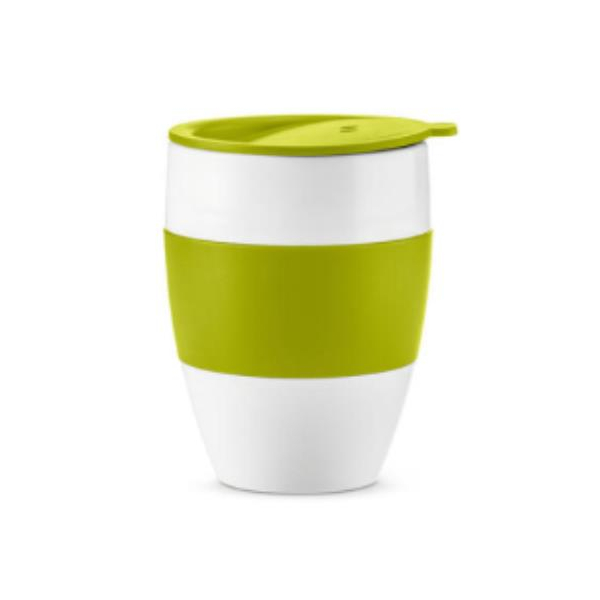 Герметичная чашка AROMA TO GO, 400 мл, белый/зеленый под Нанесение логотипа