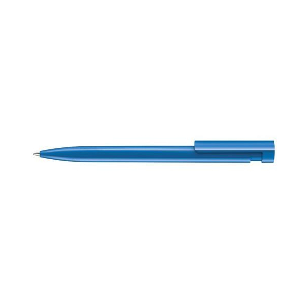 Ручка шариковая Liberty Polished пластик, корпус синий, клип голубой 2935 под Нанесение логотипа