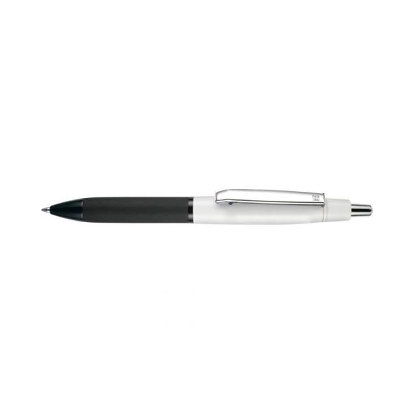 Ручка шариковая Devon корпус металл, белый лакированный, клип хром, черная мягкая зона грифа под Нанесение логотипа