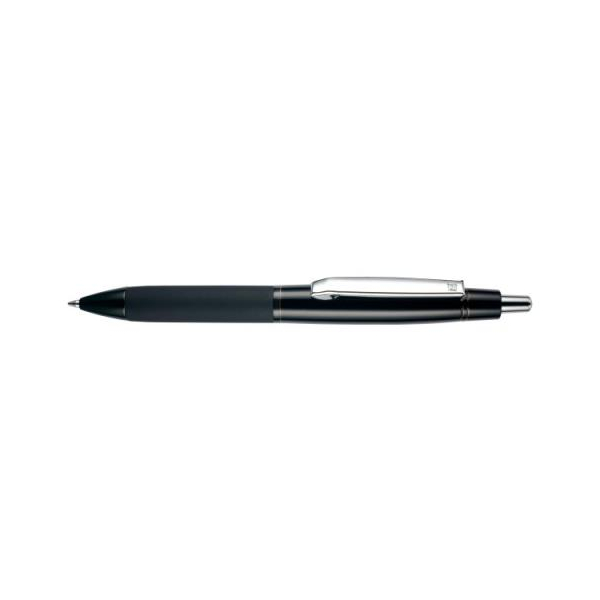 Ручка шариковая Devon корпус металл, черный лакированный, клип хром, черная мягкая зона грифа под Нанесение логотипа