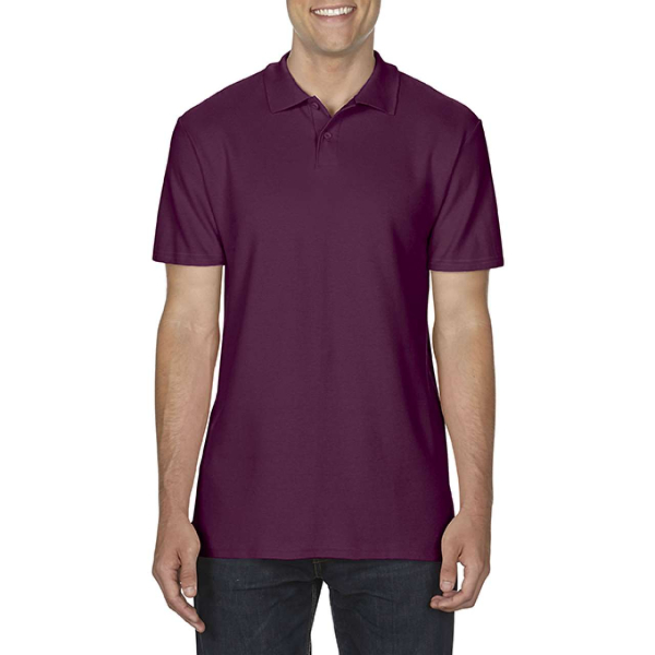 SOFTSTYLE® ADULT DOUBLE PIQUE POLO, Maroon под Нанесение логотипа