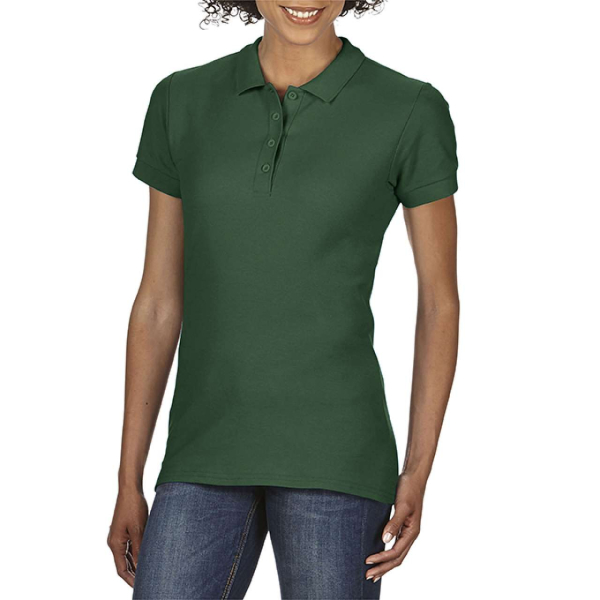 SOFTSTYLE® LADIES` DOUBLE PIQUE POLO, Forest Green под Нанесение логотипа