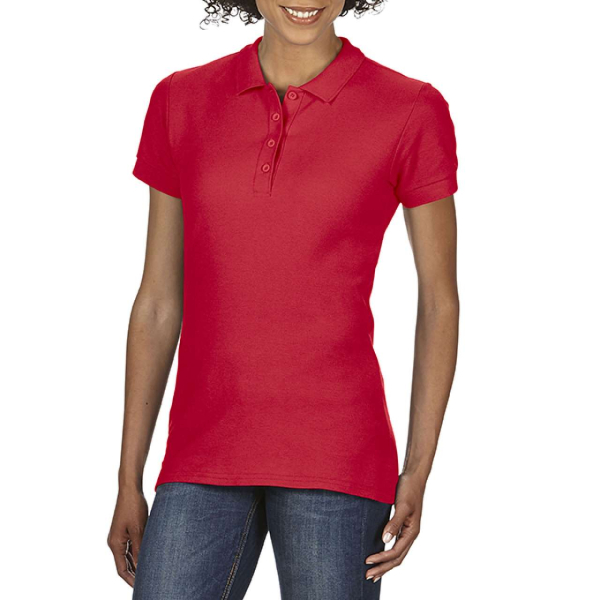 SOFTSTYLE® LADIES` DOUBLE PIQUE POLO, Red под Нанесение логотипа