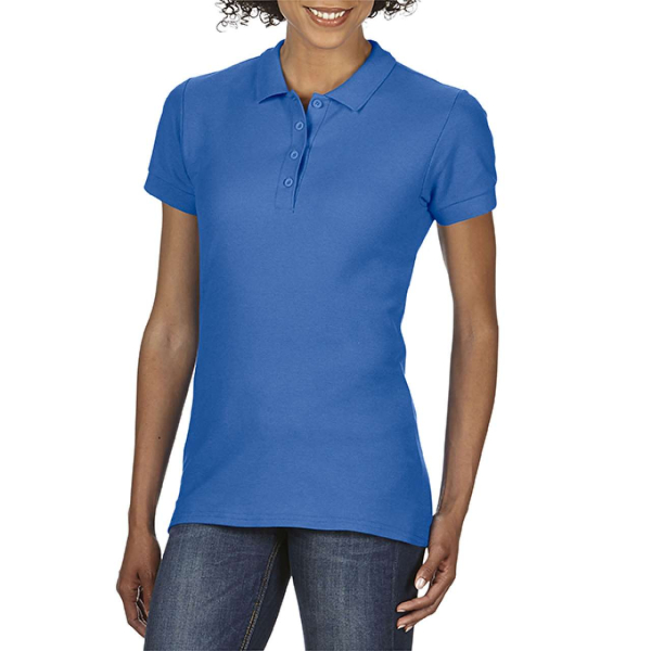 SOFTSTYLE® LADIES` DOUBLE PIQUE POLO, Royal под Нанесение логотипа