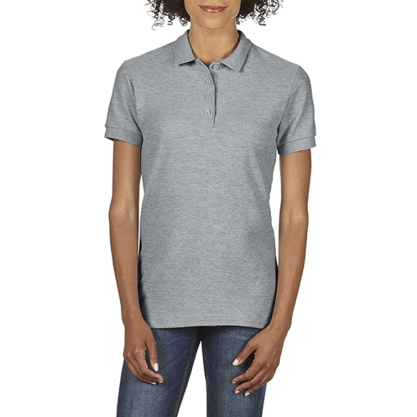 SOFTSTYLE® LADIES` DOUBLE PIQUE POLO, RS Sport Grey под Нанесение логотипа