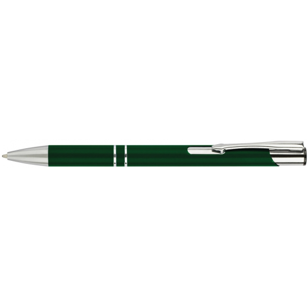 Ручка кулькова металева ECONOMIX HIT. Корпус зелений, пише синім под Нанесение логотипа