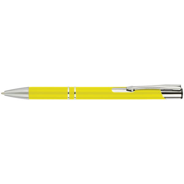 Ручка кулькова металева ECONOMIX HIT. Корпус жовтий, пише синім под Нанесение логотипа