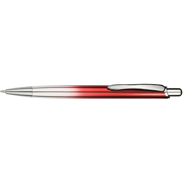 Ручка кулькова металева ECONOMIX FASHION. Корпус червоний, пише синім под Нанесение логотипа