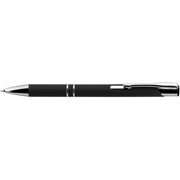 Ручка кулькова металева Economix promo SOFT. Корпус чорний, пише синім под Нанесение логотипа