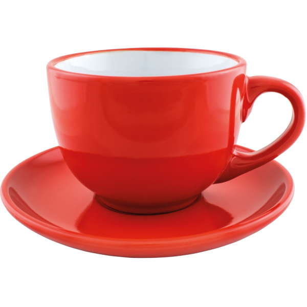 Набір чайний керамічний Economix Promo VENA 250мл, червоний под Нанесение логотипа