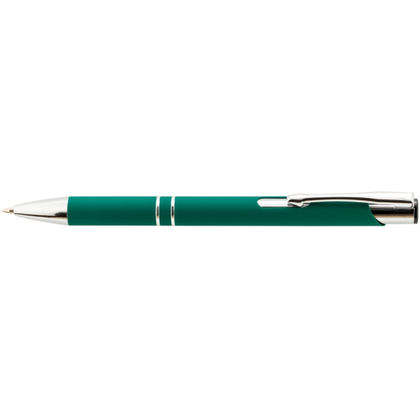 Ручка кулькова металева Economix promo SOFT. Корпус зелений, пише синім под Нанесение логотипа