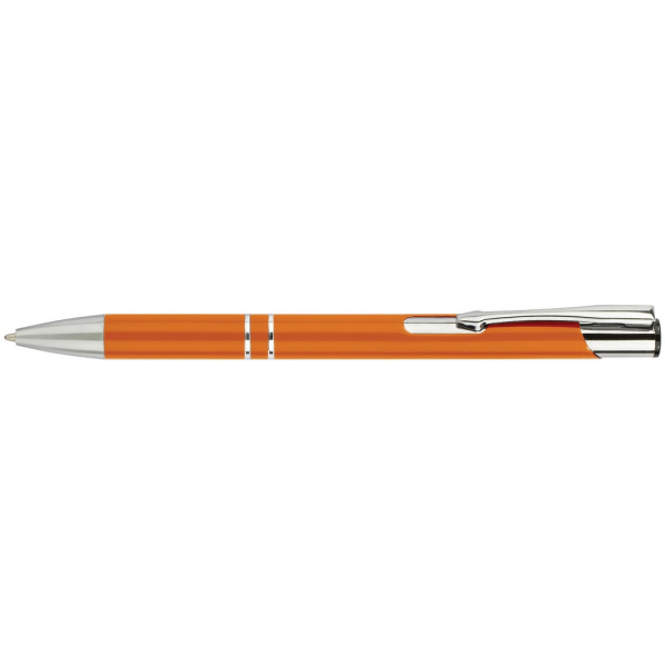 Ручка кулькова металева ECONOMIX HIT. Корпус помаранчевий, пише синім под Нанесение логотипа
