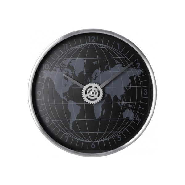 Годинник настінний металевий Optima WORLD, чорний под Нанесение логотипа