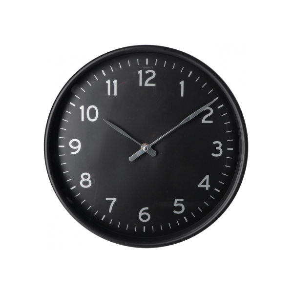 Годинник настінний пластиковий Optima ELEGANT, чорний/срібло под Нанесение логотипа