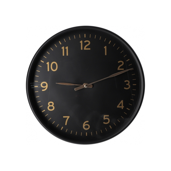 Годинник настінний пластиковий Optima ELEGANT, чорний/золото под Нанесение логотипа