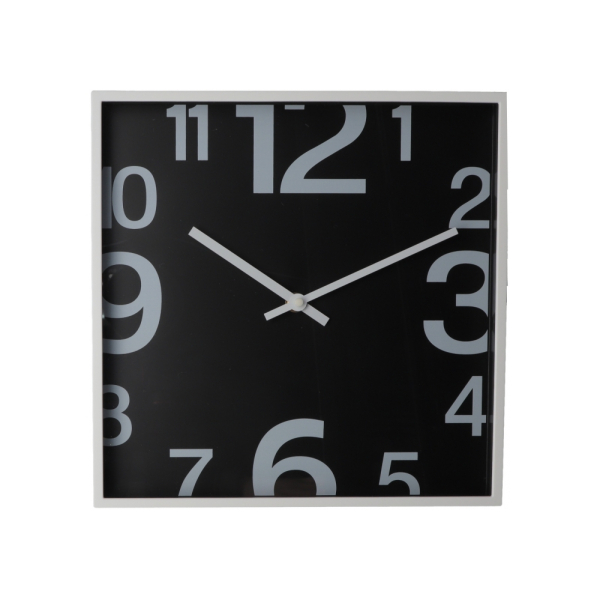 Годинник настінний пластиковий Optima SQUARE, чорний под Нанесение логотипа